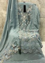 Georgette Grey Festival Wear Embroidery Work Pakistani Suit